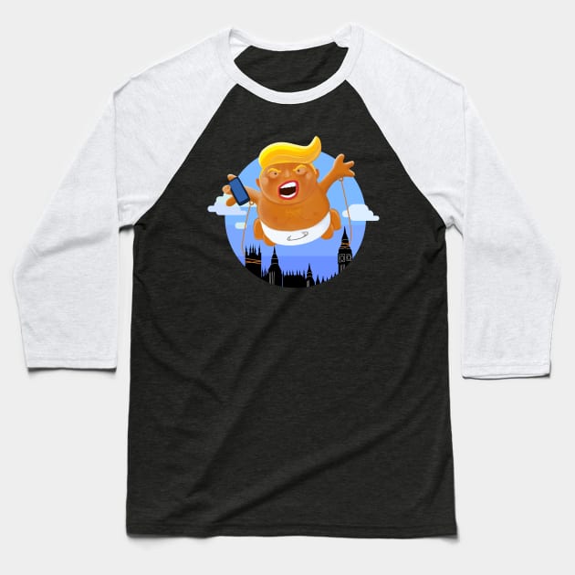 Trump Big Graphic Inflatable Baby Blimp Balloon Baseball T-Shirt by brodyquixote